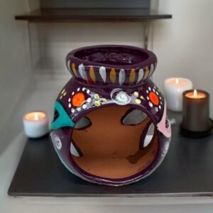 Candleholder Hand-Painted Mexican Clay - Artisan Crafted, Unique Decor, Traditional Pottery, Handmade Gift, Rustic Home Accent, Artisanal