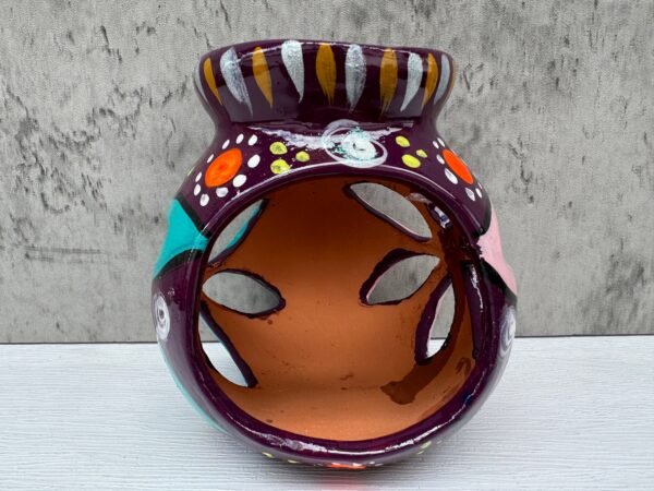 Candleholder Hand-Painted Mexican Clay - Artisan Crafted, Unique Decor, Traditional Pottery, Handmade Gift, Rustic Home Accent, Artisanal - Image 2