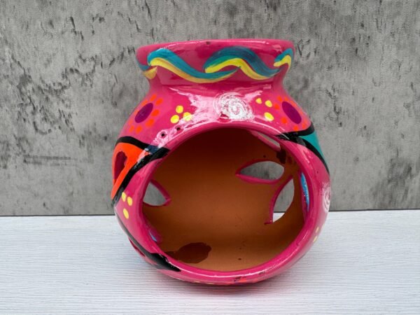 Candleholder Hand-Painted Mexican Clay - Artisan Crafted, Unique Decor, Traditional Pottery, Handmade Gift, Rustic Home Accent, Artisanal - Image 2
