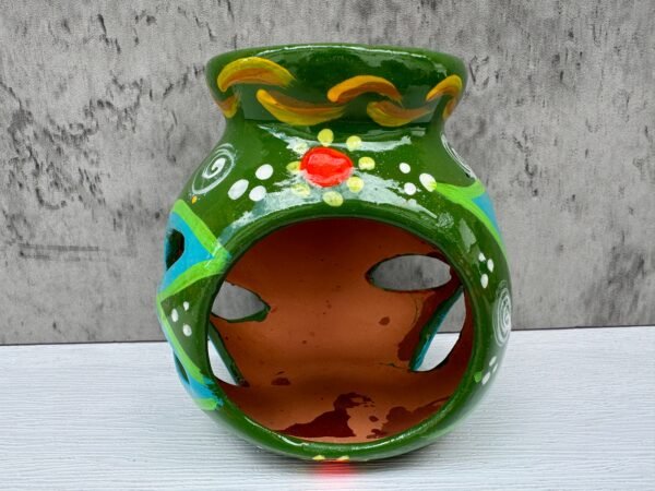 Candleholder Hand-Painted Mexican Clay - Artisan Crafted, Unique Decor, Traditional Pottery, Handmade Gift, Rustic Home Accent, Artisanal - Image 2