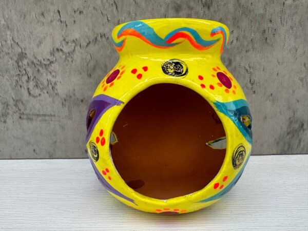 Candleholder Hand-Painted Mexican Clay - Artisan Crafted, Unique Decor, Traditional Pottery, Handmade Gift, Rustic Home Accent, Artisanal - Image 2