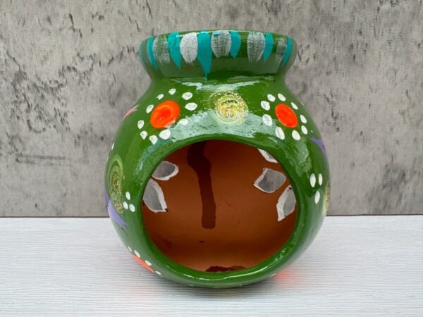 Candleholder Hand-Painted Mexican Clay - Artisan Crafted, Unique Decor, Traditional Pottery, Handmade Gift, Rustic Home Accent, Artisanal - Image 2