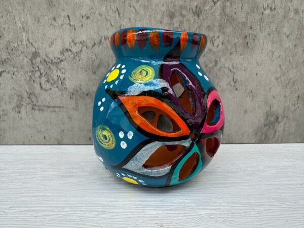 Candleholder Hand-Painted Mexican Clay - Artisan Crafted, Unique Decor, Traditional Pottery, Handmade Gift, Rustic Home Accent, Artisanal - Image 2