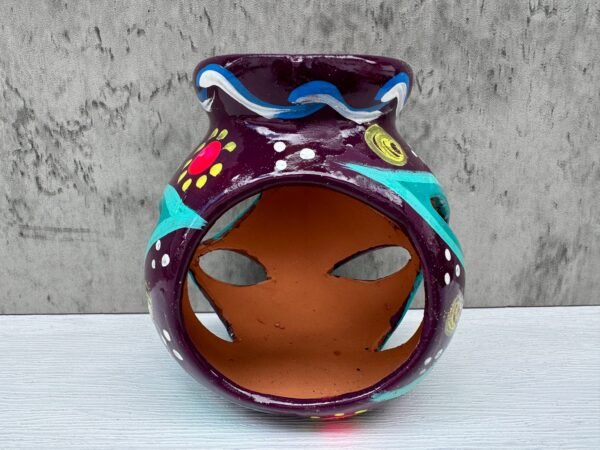 Candleholder Hand-Painted Mexican Clay - Artisan Crafted, Unique Decor, Traditional Pottery, Handmade Gift, Rustic Home Accent, Artisanal - Image 2