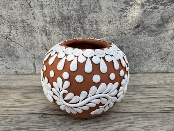 Embroidered Clay Vase From Oaxaca México Home Decor Handcrafted Jarron Barro Bordado Oaxaca Handmade Unique Designs From Artisans - Image 2