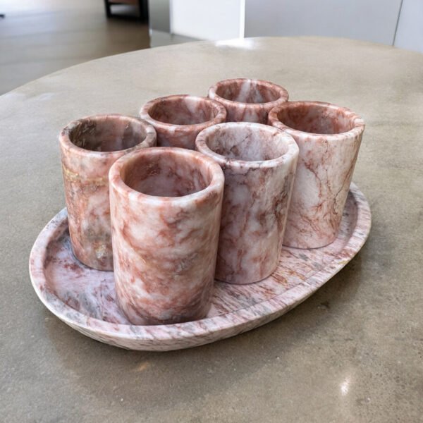 Luxury Pink Tequila Shot Glass, Puebla Marble Stone Mexican Shot Glasses, Unique Shot Glasses As Father's Day Gift,  Tequila Set Of 7 Pieces