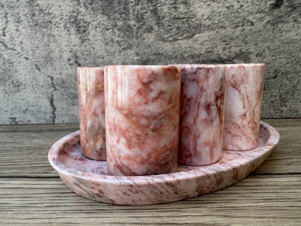 Luxury Pink Tequila Shot Glass, Puebla Marble Stone Mexican Shot Glasses, Unique Shot Glasses As Father's Day Gift,  Tequila Set Of 7 Pieces - Image 2