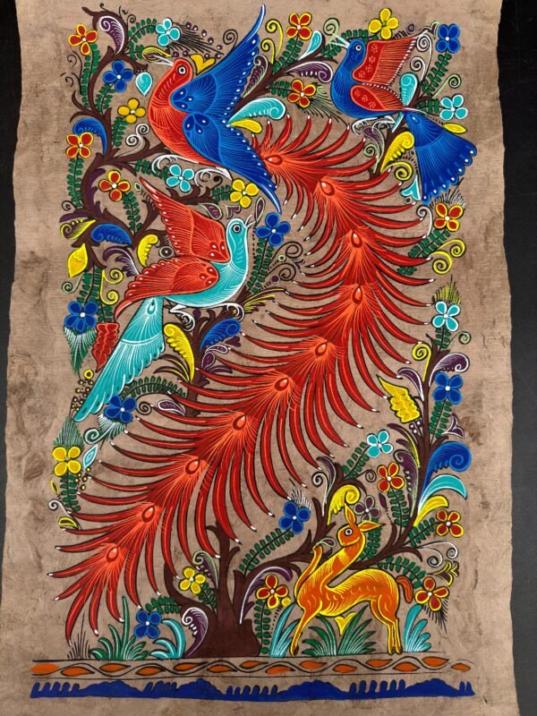 Bird painting painted on amate paper, original amate paintings in Mexican art, acrylic painting / Mexican painting authentic artisans - Image 2
