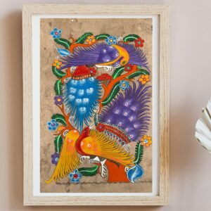 Bird painting painted on amate paper, original amate paintings in Mexican art, acrylic painting / Mexican painting authentic artisans
