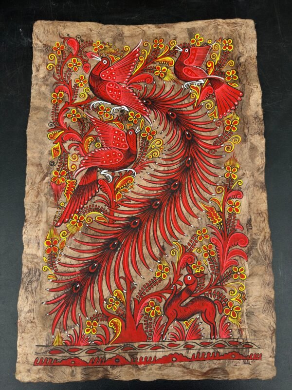 Bird painting painted on amate paper, original amate paintings in Mexican art, acrylic painting / Mexican painting authentic artisans - Image 2