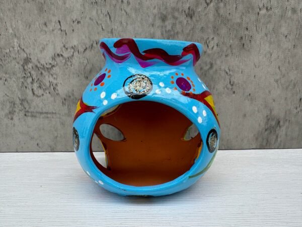 Candleholder Hand-Painted Mexican Clay - Artisan Crafted, Unique Decor, Traditional Pottery, Handmade Gift, Rustic Home Accent, Artisanal - Image 2