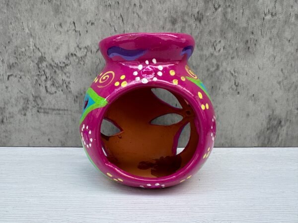 Candleholder Hand-Painted Mexican Clay - Artisan Crafted, Unique Decor, Traditional Pottery, Handmade Gift, Rustic Home Accent, Artisanal - Image 2