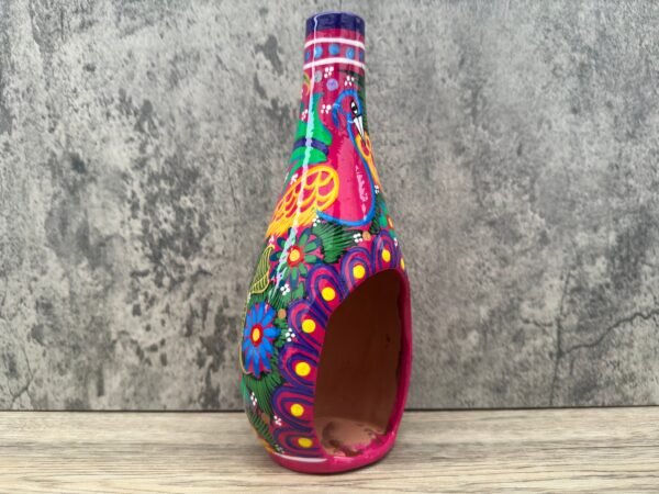 Mini Chimney Incense Burner Made Of Clay Hand Painted Guerrero, Culture Of Mexico Candle Holder For Indoor Home Decor With Vibrant Colors - Image 2