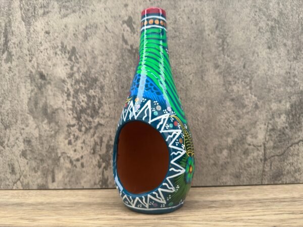 Mini Chimney Incense Burner Made Of Clay Hand Painted Guerrero, Culture Of Mexico Candle Holder For Indoor Home Decor With Vibrant Colors - Image 2