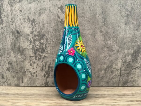 Mini Chimney Incense Burner Made Of Clay Hand Painted Guerrero, Culture Of Mexico Candle Holder For Indoor Home Decor With Vibrant Colors - Image 2