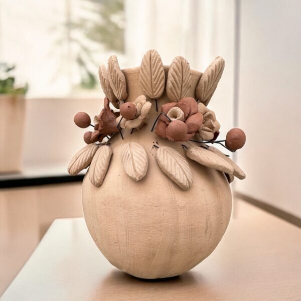 Filigrana Clay Vase Artistic From Oaxaca México By Artisans Handmade Crafts, Home Decor Folk Art, Dry Flower Pastillaje Technique Collectors