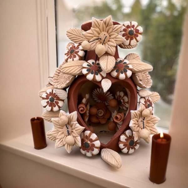 Filigrana Clay Mini Chimney, Candle Holder Artistic  Oaxaca México By Artisans Handmade Crafts, Home Decor Folk Art,  Pastillaje Technique