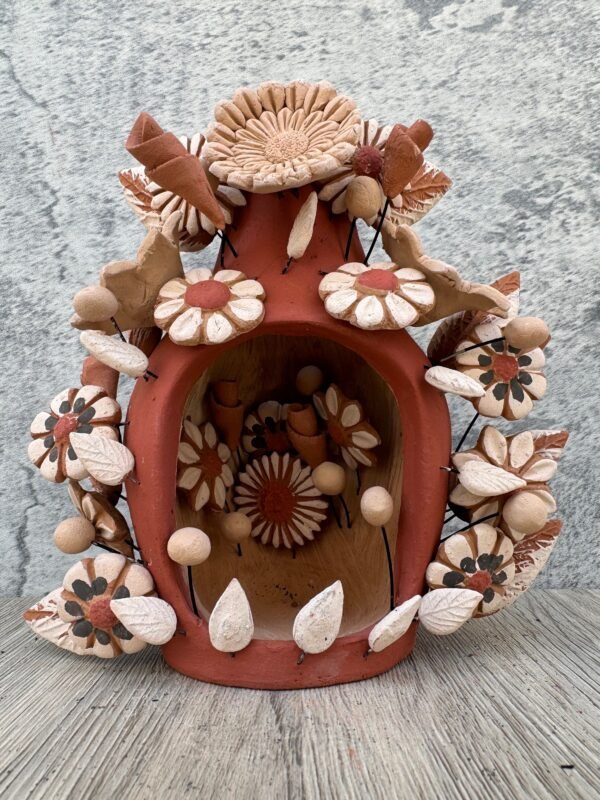 Filigrana Clay Mini Chimney, Candle Holder Artistic  Oaxaca México By Artisans Handmade Crafts, Home Decor Folk Art,  Pastillaje Technique - Image 2
