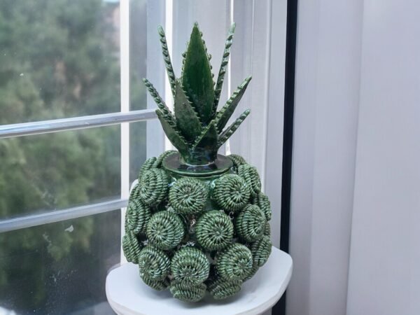 Mexican pottery, Pineapple decor, Mexican decoration, Pineapple sculpture, Glazed clay pineapple, Pottery from Michoacan
