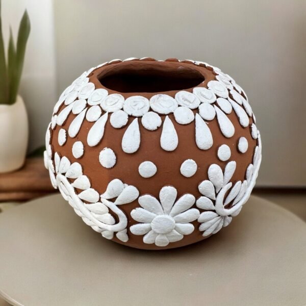 Embroidered Clay Vase From Oaxaca México Home Decor Handcrafted Jarron Barro Bordado Oaxaca Handmade Unique Designs From Artisans