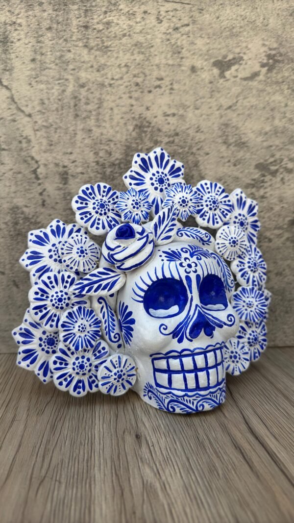 Sugar skull, Catrina, Day of the Dead Ornaments, Skull As Mexican Decoration, Human Skull Sculpture, Wall  Home Decor Handcrafted - Image 2