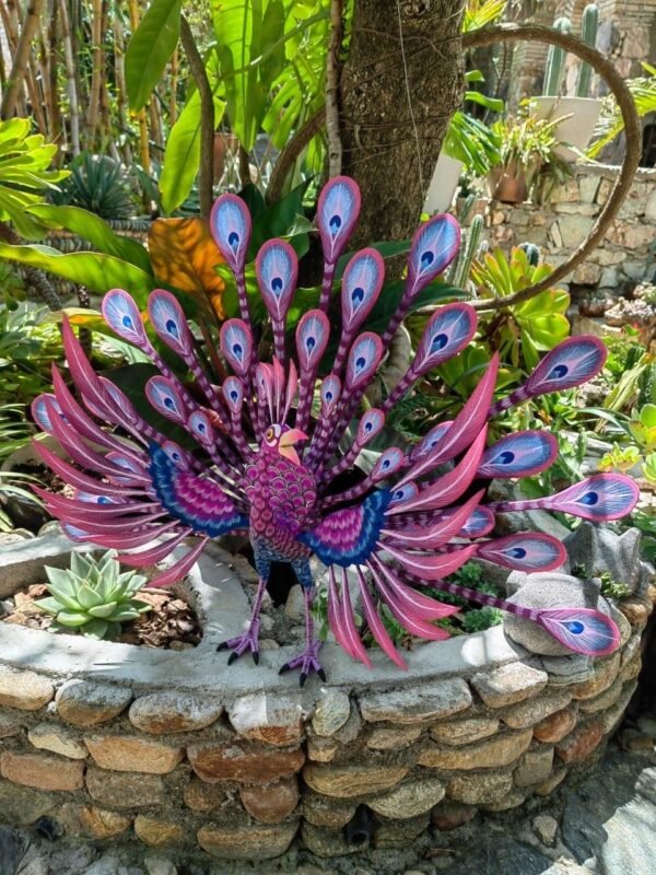 Peacock Bird Statue Mexican Art Alebrije Sculpture, Wooden Peacock  Decoration Figure, Made Of Wood And Carved By Hand ASK FOR CUSTOMIZE