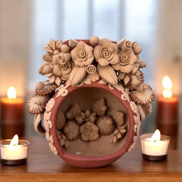 Filigrana Clay Mini Chimney, Candle Holder Artistic  Oaxaca México By Artisans Handmade Crafts, Home Decor Folk Art,  Pastillaje Technique