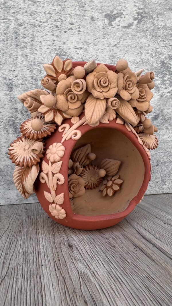Filigrana Clay Mini Chimney, Candle Holder Artistic  Oaxaca México By Artisans Handmade Crafts, Home Decor Folk Art,  Pastillaje Technique - Image 2