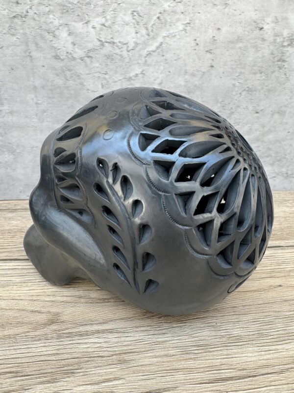 Skull Dia De Los Muertos Oaxacan clay luminary wall art. Handcrafted with intricate details, it radiates warmth and cultural. Mexican Folk - Image 2