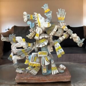 Tlaloc Sculpture Handcraft Mexican Culture Home Decor Prehispanic Vintage Rustic Clay  Antique Ancrestral Figurines Interior Exterior