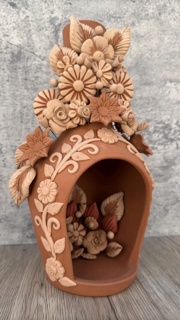 Mini Chimney Handcrafted Oaxacan  With Pastillaje Or Filigrana - Natural Clay Mexican Artistry, Decorative Home Accent, Unique Artisanal - Image 2