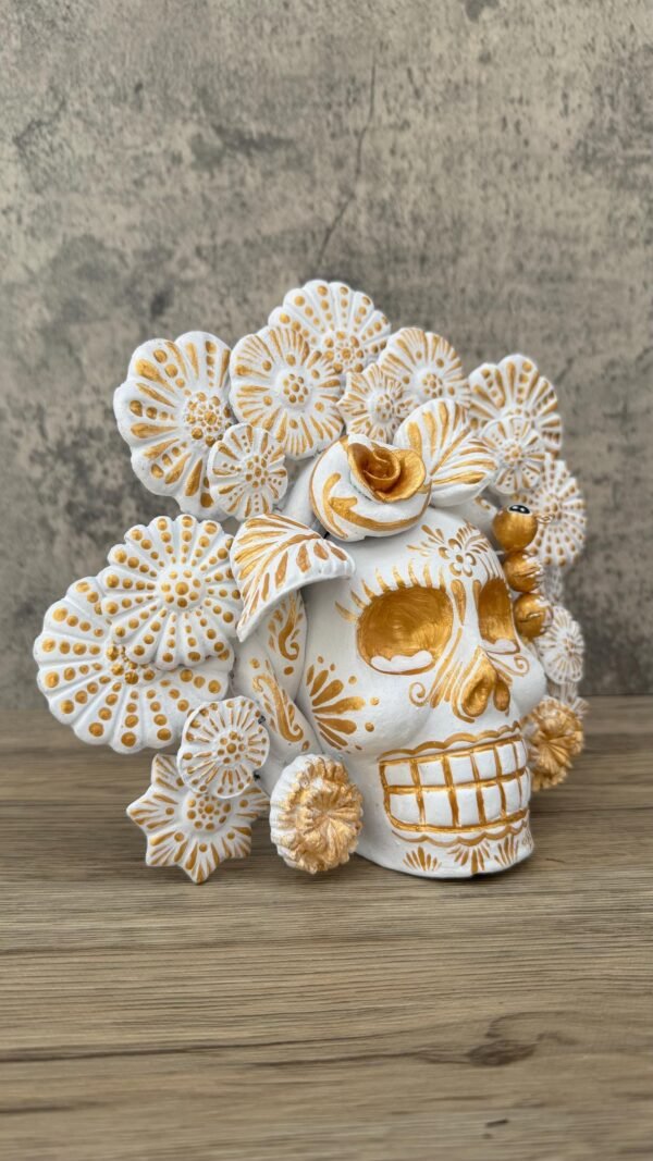Sugar skull, Catrina, Day of the Dead Ornaments, Skull As Mexican Decoration, Human Skull Sculpture, Wall  Home Decor Handcrafted - Image 2