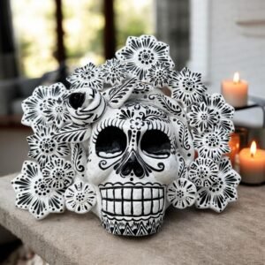 Sugar skull, Catrina, Day of the Dead Ornaments, Skull As Mexican Decoration, Human Skull Sculpture, Wall  Home Decor Handcrafted