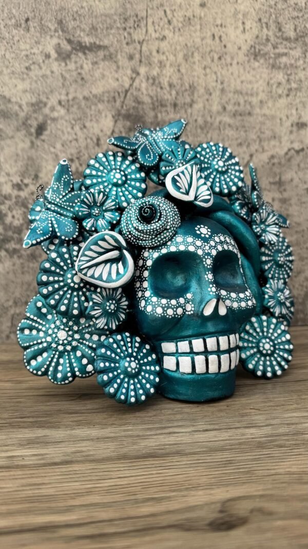 Sugar skull, Catrina, Day of the Dead Ornaments, Skull As Mexican Decoration, Human Skull Sculpture, Wall  Home Decor Handcrafted - Image 2