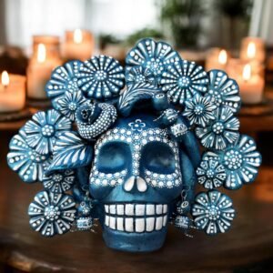 Sugar skull, Catrina, Day of the Dead Ornaments, Skull As Mexican Decoration, Human Skull Sculpture, Wall  Home Decor Handcrafted