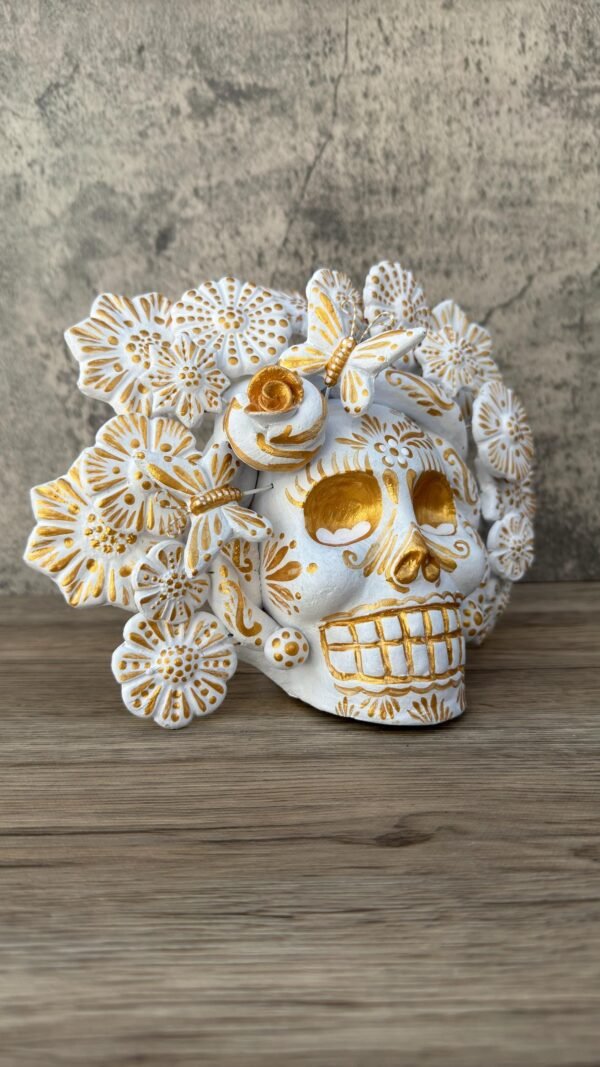 Sugar skull, Catrina, Day of the Dead Ornaments, Skull As Mexican Decoration, Human Skull Sculpture, Wall  Home Decor Handcrafted - Image 2