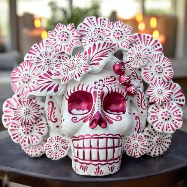 Sugar skull, Catrina, Day of the Dead Ornaments, Skull As Mexican Decoration, Human Skull Sculpture, Wall  Home Decor Handcrafted