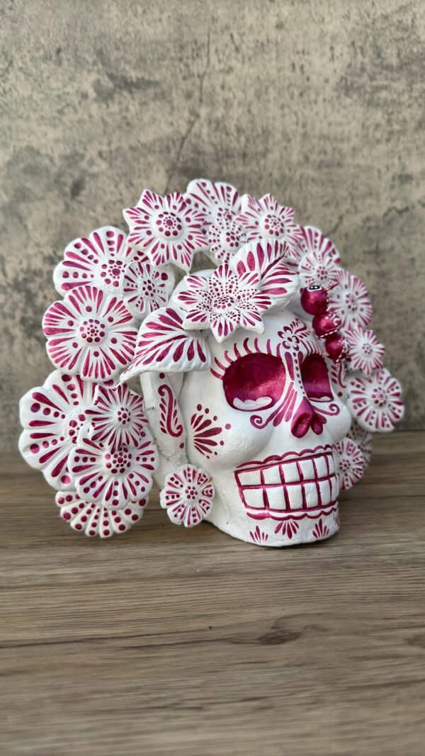 Sugar skull, Catrina, Day of the Dead Ornaments, Skull As Mexican Decoration, Human Skull Sculpture, Wall  Home Decor Handcrafted - Image 2