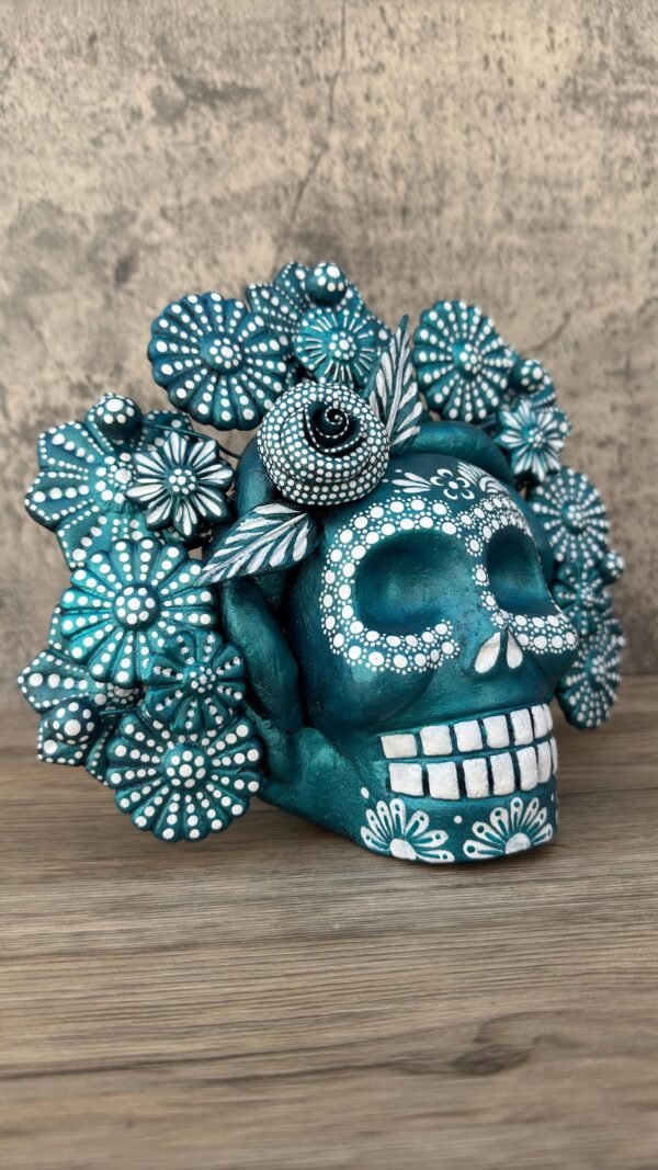 Sugar skull, Catrina, Day of the Dead Ornaments, Skull As Mexican Decoration, Human Skull Sculpture, Wall  Home Decor Handcrafted - Image 2