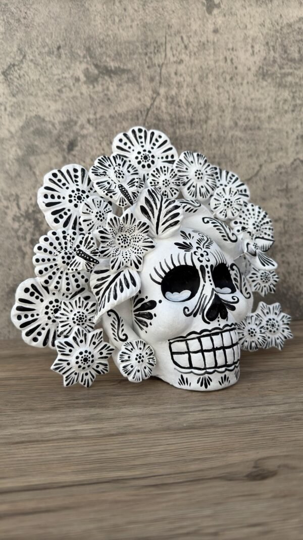 Sugar skull, Catrina, Day of the Dead Ornaments, Skull As Mexican Decoration, Human Skull Sculpture, Wall  Home Decor Handcrafted - Image 2
