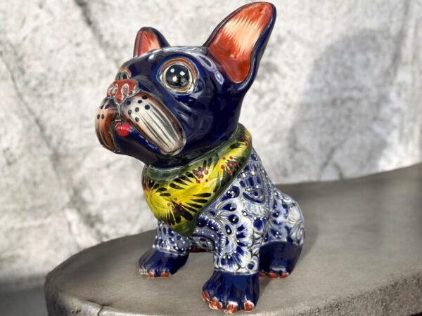 Talavera French Bulldog, Ceramic dog, Talavera pottery, Mexican pottery, French Bulldog statue, Dog sculpture