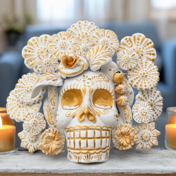 Sugar skull, Catrina, Day of the Dead Ornaments, Skull As Mexican Decoration, Human Skull Sculpture, Wall  Home Decor Handcrafted