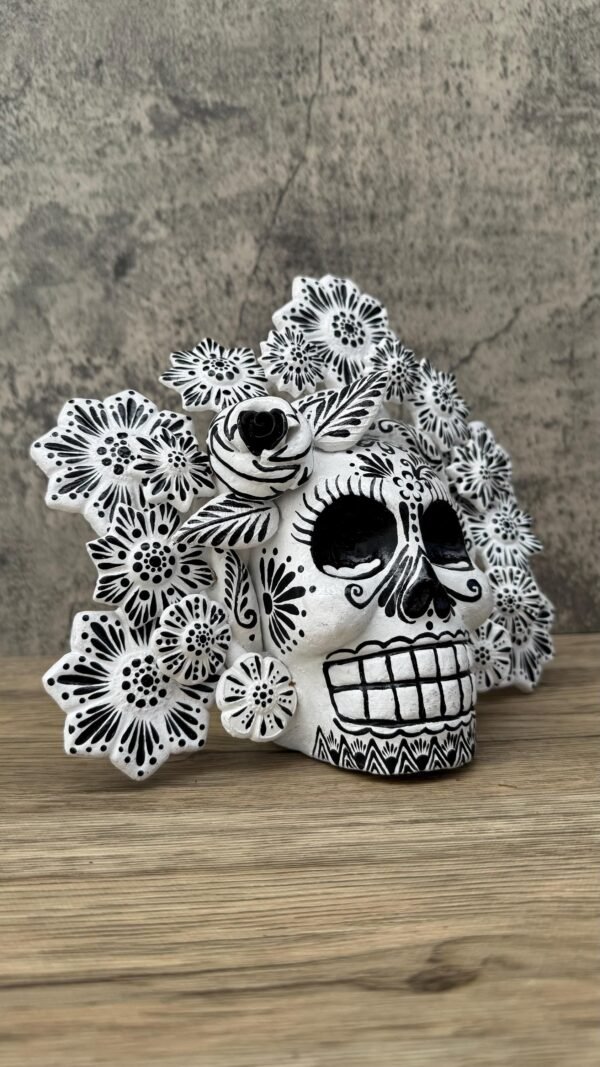 Sugar skull, Catrina, Day of the Dead Ornaments, Skull As Mexican Decoration, Human Skull Sculpture, Wall  Home Decor Handcrafted - Image 2