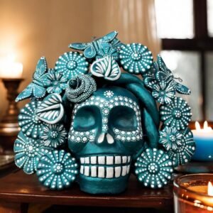 Sugar skull, Catrina, Day of the Dead Ornaments, Skull As Mexican Decoration, Human Skull Sculpture, Wall  Home Decor Handcrafted