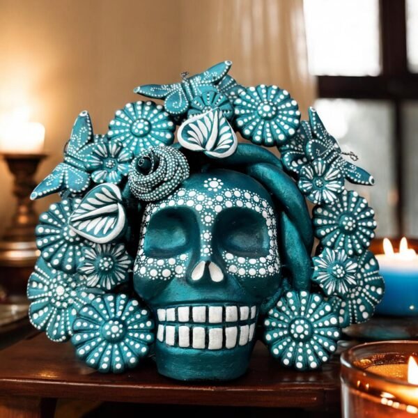 Sugar skull, Catrina, Day of the Dead Ornaments, Skull As Mexican Decoration, Human Skull Sculpture, Wall  Home Decor Handcrafted