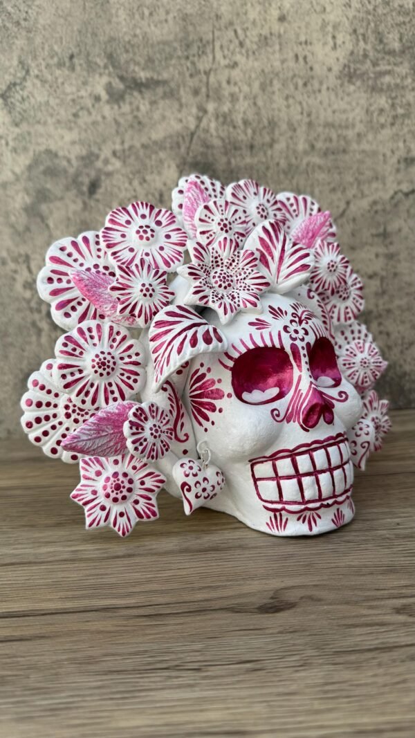 Sugar skull, Catrina, Day of the Dead Ornaments, Skull As Mexican Decoration, Human Skull Sculpture, Wall  Home Decor Handcrafted - Image 2