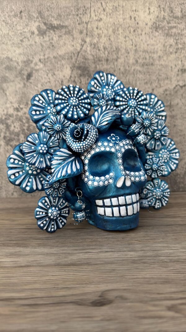 Sugar skull, Catrina, Day of the Dead Ornaments, Skull As Mexican Decoration, Human Skull Sculpture, Wall  Home Decor Handcrafted - Image 2