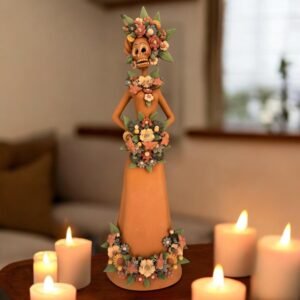 18” Catrina, Frida Kahlo Doll, Day of the dead, Human skeleton, Mexican decorations, Sugar skull, Natural Clay Pigmento Technique Michoacan