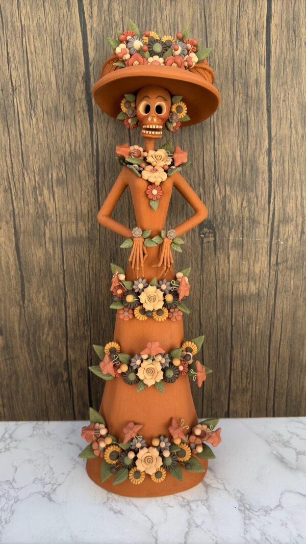 18” Catrina, Frida Kahlo Doll, Day of the dead, Human skeleton, Mexican decorations, Sugar skull, Natural Clay Pigmento Technique Michoacan - Image 2