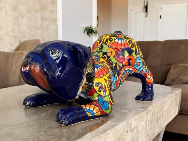 Talavera English Bullgod, Ceramic dog, Talavera pottery, Mexican pottery, English Bullgod statue, Dog sculpture